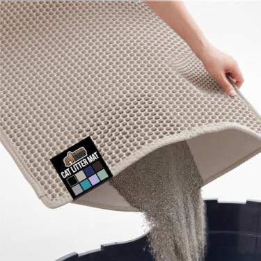 Imagem de Gorilla Grip Tapete de areia para gatos em favo de mel, tapetes de lixo com duas camadas, macio nas patas, suprimentos e itens essenciais para caixa interna, armadilha de alimentação, resistente à