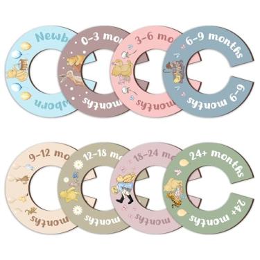 Imagem de Hatzelou 8 divisórias de armário de bebê Winnie, divisórias coloridas redondas para roupas de bebê para armário, coisas para bebês recém-nascidos para meninos, meninas, organizador de cabide de