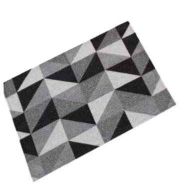 Imagem de Kit Tapete Cozinha 3 Pecas Antiderrapante Geometrico Decoracao Segura(Geométrico Preto)