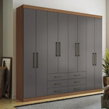 Imagem de Guarda Roupa Casal 8 Portas 6 Gavetas Master Santos Andirá, Jatoba Gra
