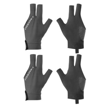 Imagem de Luva de bilhar com 3 dedos, mão esquerda, 2 peças de luvas de bilhar, acessórios para tacos de bilhar para atirador, caramelo, sinuca, esporte, cinza