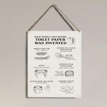 Imagem de Sinais engraçados de parede de banheiro para decoração de casa, presentes de inauguração de casa para mulheres, homens, amigos, o que as pessoas usavam antes do papel higiênico ser inventado