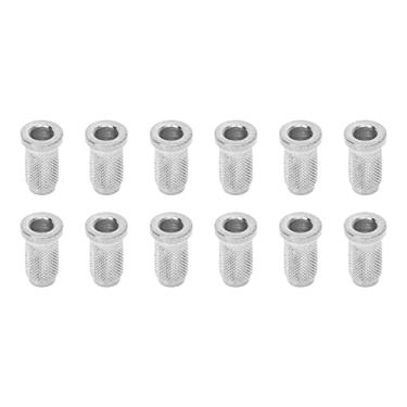 Imagem de RiToEasysports Virolas de Corda de Guitarra, Substituição de Metal de Ferro Durável para Corpo de Ponte de Guitarra Elétrica, Pacote de 12 para Fácil Instalação, para a Maioria Dos Elétricos (Prata)