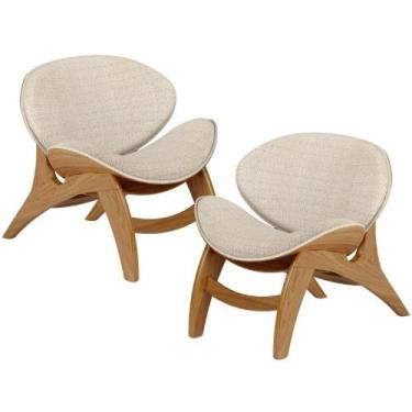 Imagem de Kit 2 Poltronas Decorativa Orgânica Sala Living Kadosh L02 Linho Palha