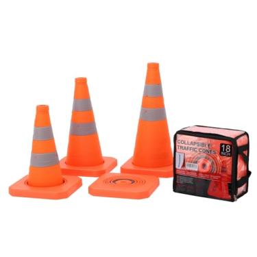Imagem de MEASUREMAN Cones dobráveis de segurança de trânsito, placas de alerta de emergência portáteis