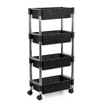 Imagem de Fruteira Retangular Em Rattan Preta De 4 Andares