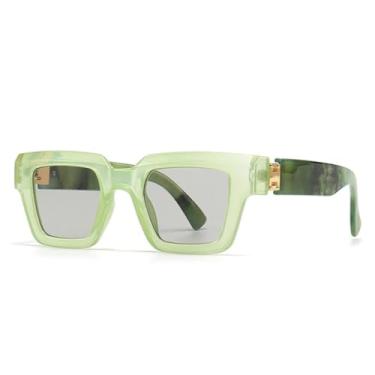 Imagem de Óculos de sol de luxo femininos, vintage, de grife, cor de doce, transparentes, degradê, masculino, punk (verde, cinza claro)