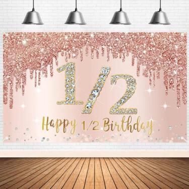 Imagem de Decorações de fundo Bumqviy Feliz 1/2 aniversário para meninas