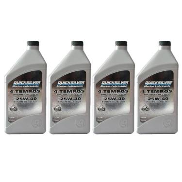 Imagem de Óleo Motores de Popa 4T Quicksilver 25W40 1 Litro Kit Com 4 litros - M