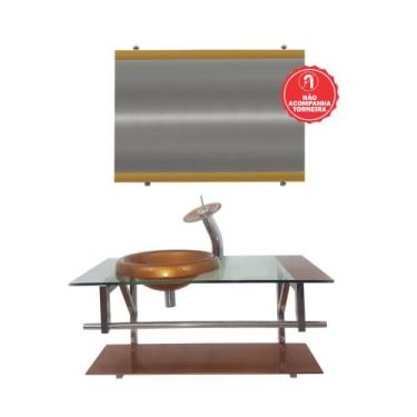 Imagem de Gabinete de Vidro 90cm para Banheiro Áustria - EKASA, Dourado Real