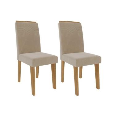 Imagem de Kit 2 Cadeiras Sala Jantar Taís 2 Un Madeirado Suede Nude Bege Cimol