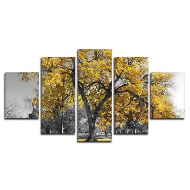 Imagem de Kit 5 Placa Quadro Decorativo árvore Cor 3d Borda Infinita