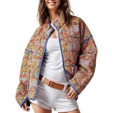 Imagem de Jaqueta Arssm Floral Acolchoada Puffer Vintage Orange para mulheres