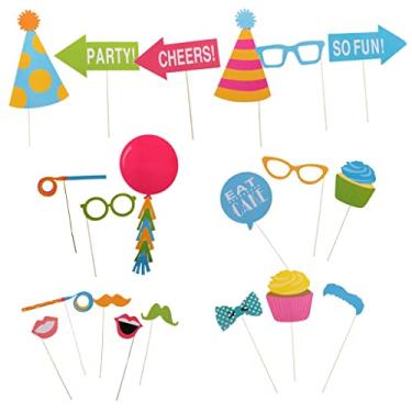 Imagem de Luzhengyang Kit de adereços de cabine de fotos grande para festa de aniversário de casamento, acessórios de vestir para reuniões divertidas, criar momentos inesquecíveis