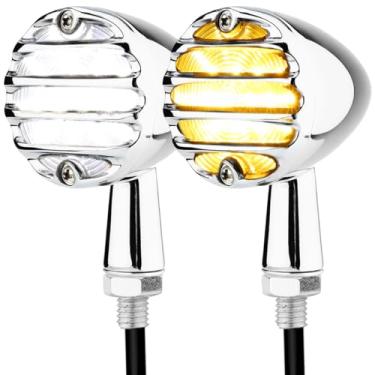 Imagem de Eagwinger Sinais de seta LED para motocicleta com luz de freio traseira ajuste universal (cromo dianteiro)