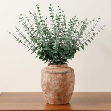 Imagem de Vaso de cerâmica rústico para decoração de casa, vasos de flores decorativos de terracota para grama dos pampas, ramo de flores secas, sala de estar, cozinha, mesa de mesa, prateleira, 18 cm de altura