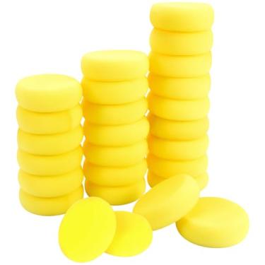 Imagem de 30 esponjas amarelas redondas para pintura com acrílico ou aquarela, textura macia, perfeitas para crianças, salas de aula, artesanato DIY e projetos de estampagem