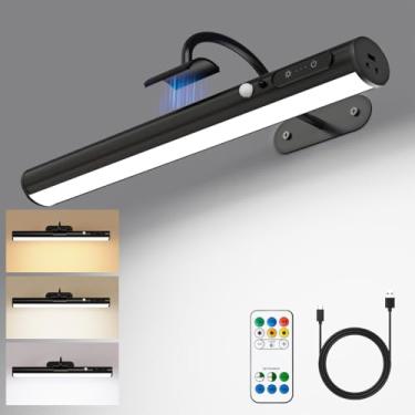 Imagem de Luz de imagem operada por bateria com sensor de movimento, arandela de parede magnética recarregável sem fio com controle remoto, luzes de moldura de LED para pinturas, espelho, galeria de retratos