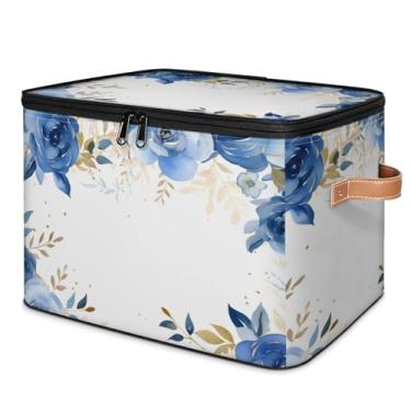 Imagem de Feelyueyue Cesto de armazenamento azul rosa com tampas de lona dobrável organizador de armazenamento de brinquedos infantis organizador de armário para quarto e banheiro