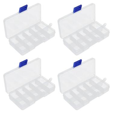 Imagem de Framad 4 peças, caixa organizadora de plástico com 10 grades com divisórias, recipiente pequeno e transparente, compartimento de contas grandes para doces