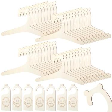 Imagem de 40 cabides de madeira para bebês de 23 cm com 7 divisórias de armário de bebê de madeira para recém-nascidos com orelhas de urso fofas cabides infantis para casacos, calças e jaquetas infantis