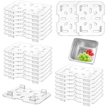 Imagem de 24 peças prateleira de drenagem tamanho 1/6 de plástico acrílico, coador transparente para comida, bandeja de plástico, ralo transparente, prateleira para frutas, legumes, preparação de comida de
