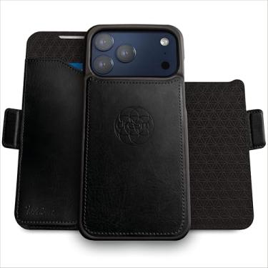 Imagem de Dreem for iPhone 17 Pro Max Case Wallet, Revolutionary Phone Stand, Vegan Leather, MagSafe-Fit, Magnetic Detachable Flip Cover, RFID Blocking Card Holder, Gift-Box [Fibonacci:Black]