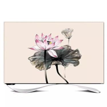 Imagem de Capa contra poeira para TV padrão peônia interna de 82-65 polegadas, protetor à prova de poeira para mesa/pendurar TVs de LED para sala de estar/quarto decoração3||81 cm