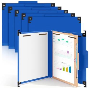 Imagem de Henoyso Pasta de arquivo de classificação Pressboard 1 divisória 29,5 x 24 cm, tamanho carta, resistente, organizador para professores de consultório médico, azul, 10 pastas por caixa