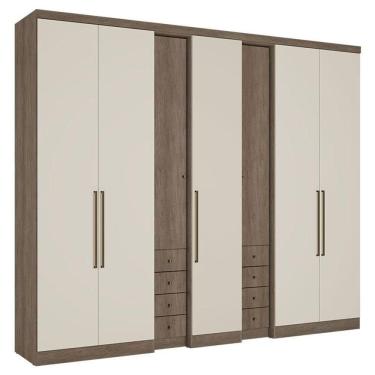 Imagem de Guarda Roupa Casal Absolut Clear 7 Portas Rustic Off White Acetinado - Thb