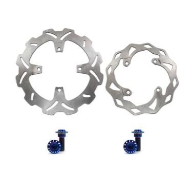 Imagem de Arashi Discos de freio dianteiros traseiros rotores com parafusos de montagem para Kawasaki KX125 KX250 2003-2005, KX250F 2004-2005, peças de acessórios de reposição de motocicleta