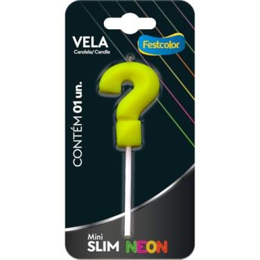 Imagem de Vela para Aniversário, Festcolor, Interrogação, Amarela Neon