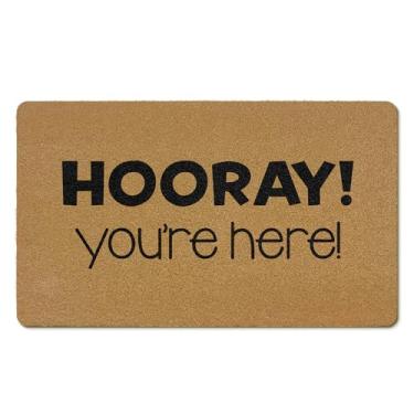 Imagem de EGBTL Tapetes de porta engraçados de coco para ambientes externos, tapete de porta da frente engraçado You're Here Entrada externa, capacho de boas-vindas para sala de aula, entrada interna para sala