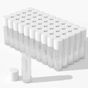 Imagem de Zenihol Tubos de recipiente para protetor labial, 5,5 ml, transparente com tampas coloridas, pacote com 50 (tampa branca)