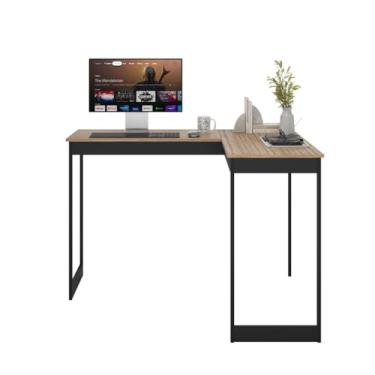 Imagem de Escrivaninha Industrial em L 110cm - Mesa de Canto para Escritório e Home Office, Estilo Vintage e Funcional(Lâmina com Preto)
