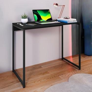 Imagem de Mesa Escrivaninha Estilo Industrial para Escritório e Home Office – Mesa para Computador Compacta com Estrutura Metálica e Fácil Montagem(PRETO)