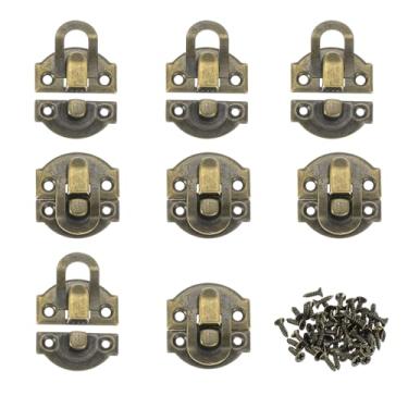 Imagem de PATIKIL Trava de ferrolho retrô de 2,8 cm x 2,8 cm, 8 peças de ferrolho decorativo de ferro retrô com parafusos para mala de gaveta de armário de caixa de madeira, bronze