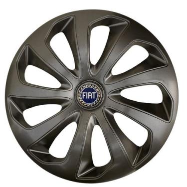 Imagem de Calota esportiva aro 15 velox graphite + emblema resinado fiat azul - 