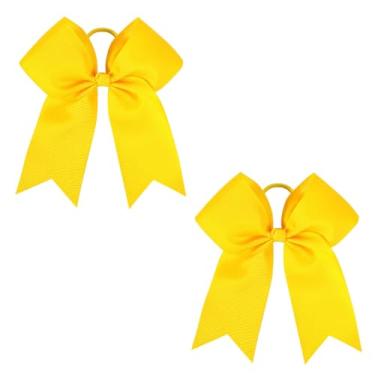 Imagem de 2 peças de laços de torcida para meninas – suportes de rabo de cavalo com fita de gorgorão de 12 cm, acessórios de cabelo feitos à mão para líderes de torcida para adolescentes e equipes esportivas