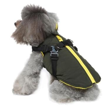 Imagem de Jaqueta quente para animais de estimação, jaquetas impermeáveis com arnês e anéis em D | Casacos quentes com zíper e clima frio para filhotes e gatos caminharem