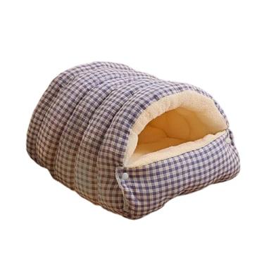 Imagem de Fxzqgnh Toca para Gatos, Cama para Gatos, Tapete para Gatos, Semi-fechado, Macio, Confortável, Lavável, Casinha para Animais de Estimação, Saco de Dormir para, Branco Azul