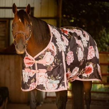 Imagem de Jeffers Manta Expression 1200 Denier padrão para pescoço, jardim de rosas, 175,3 cm - Cobertor de cavalo impermeável, respirável com 0 g, sem isolamento - Proteção ideal para vento e chuva, leve