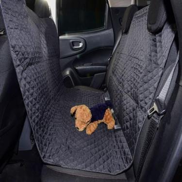 Imagem de Capa Protetora Universal para Banco Traseiro de Carro, Impermeável, Microfibra Matelada, 105 x 170cm, com Elástico, Encaixe para Cinto de Segurança (Preto)