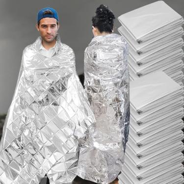 Imagem de 1 cobertor de emergência para acampamento ao ar livre isolamento portátil frente e verso à prova de chuva cobertor salva-vidas ferramenta de emergência corporal (pequeno espalhado (130 cm x 210 cm))