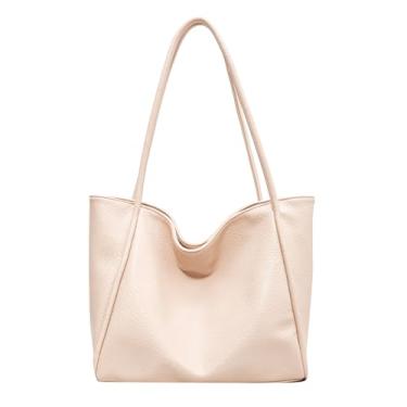 Imagem de LassZone Bolsa feminina de couro sintético macio para trabalho, grande, bolsa de mão com alça superior, bolsa de fim de semana, bolsa de ombro