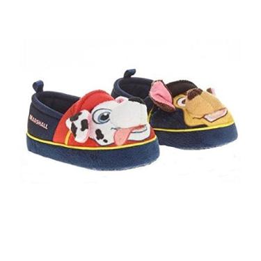 Imagem de Pantufas Nickelodeon Patrulha Canina para meninos/meninas Chase & Marshall, Azul, 11-12 Little Kid