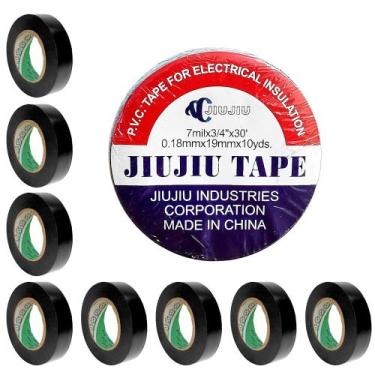 Imagem de 10 Fitas Isolante P Instalação Elétrica Anti-Chama 10m Preta - Jiujiu 