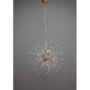 Imagem de Lustre Pendente Dente de Leão Cristais Dourado Redondo 6G9 45cm