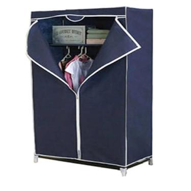 Imagem de Guarda Roupa Cabideiro Portatil Arara Cabideiro Armario Multifuncional Dobravel Organizador Azul