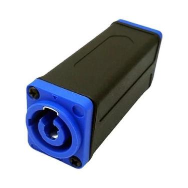 Imagem de Adaptador De Extensão Powercon Azul Macho-Fêmea Com Acoplador De Bloqu